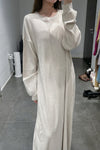 BASERANGE Waist-Drawstring Long Sleeve Dress DRSH Collection Portugal BAS-DRSH-CH-WI22-MIHUI Beige Gray